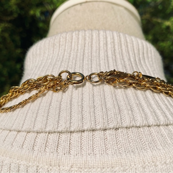 Multi-layered Gold Tone Chain Extra Long Necklace w. Various Chain Styles - Picture 4 of 4